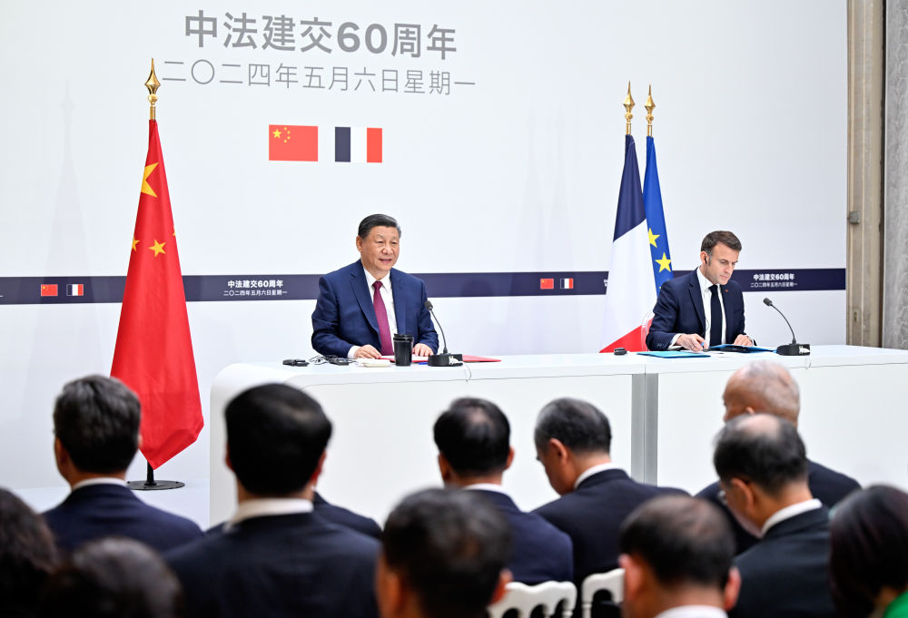 習近平同法國總統(tǒng)馬克龍共同會見記者